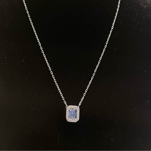 Swarovski Blue and Silver Necklace with Sparkling Pendant - Picture 3 of 6